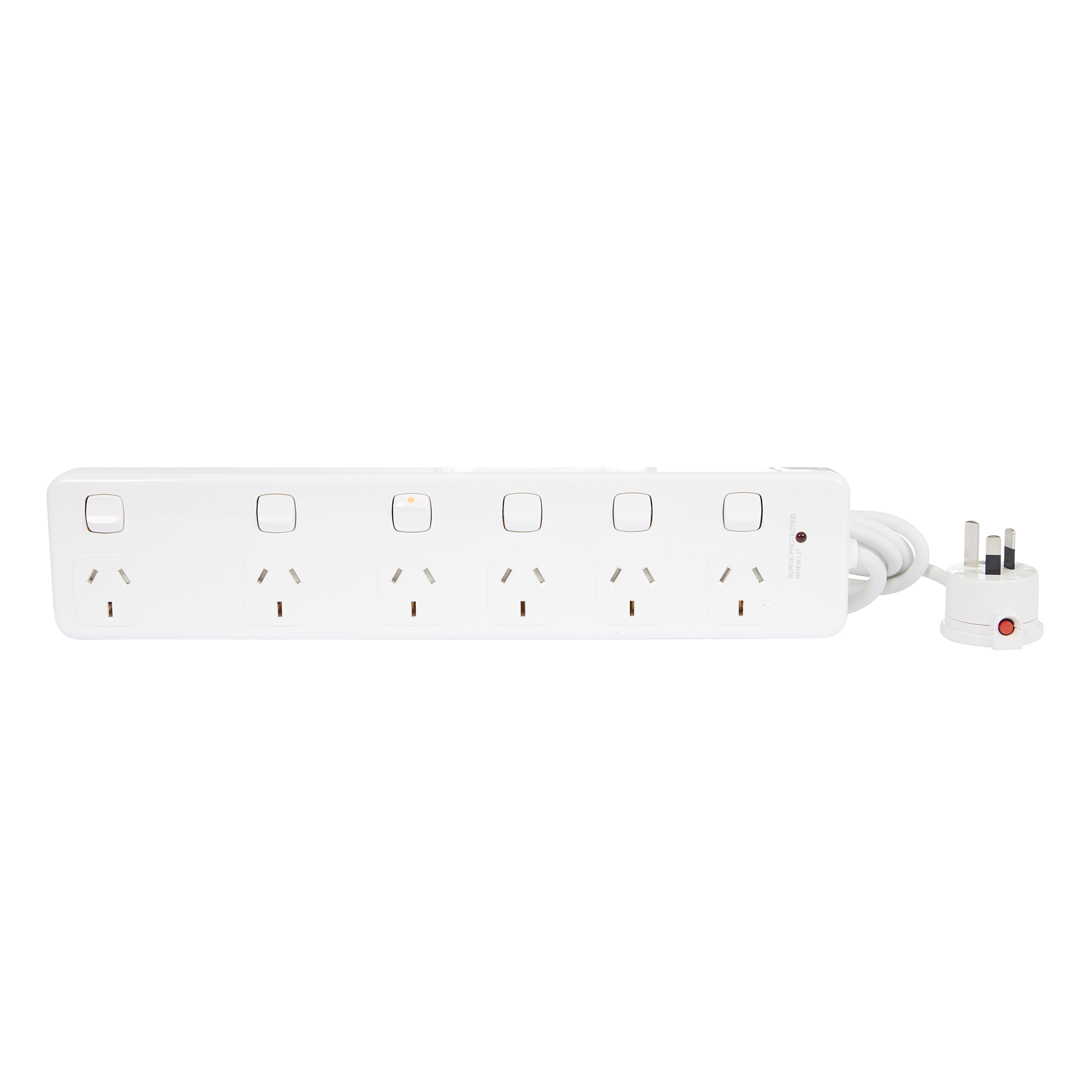 6 Outlet Surge-Protected Switched Powerboard 10A