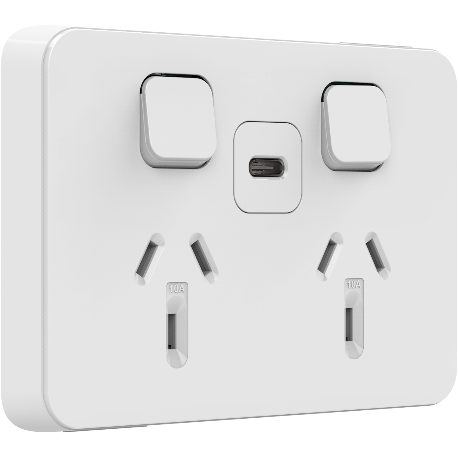 PDL Iconic - Double Switched Socket + USB Fast Charger Type C 25W - Vivid White
