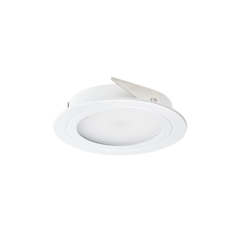 2W LED FIXED RECESSED DISPLAY LIGHT, 3000K, WHITE, 12V AC/DC NON-DIMMABLE