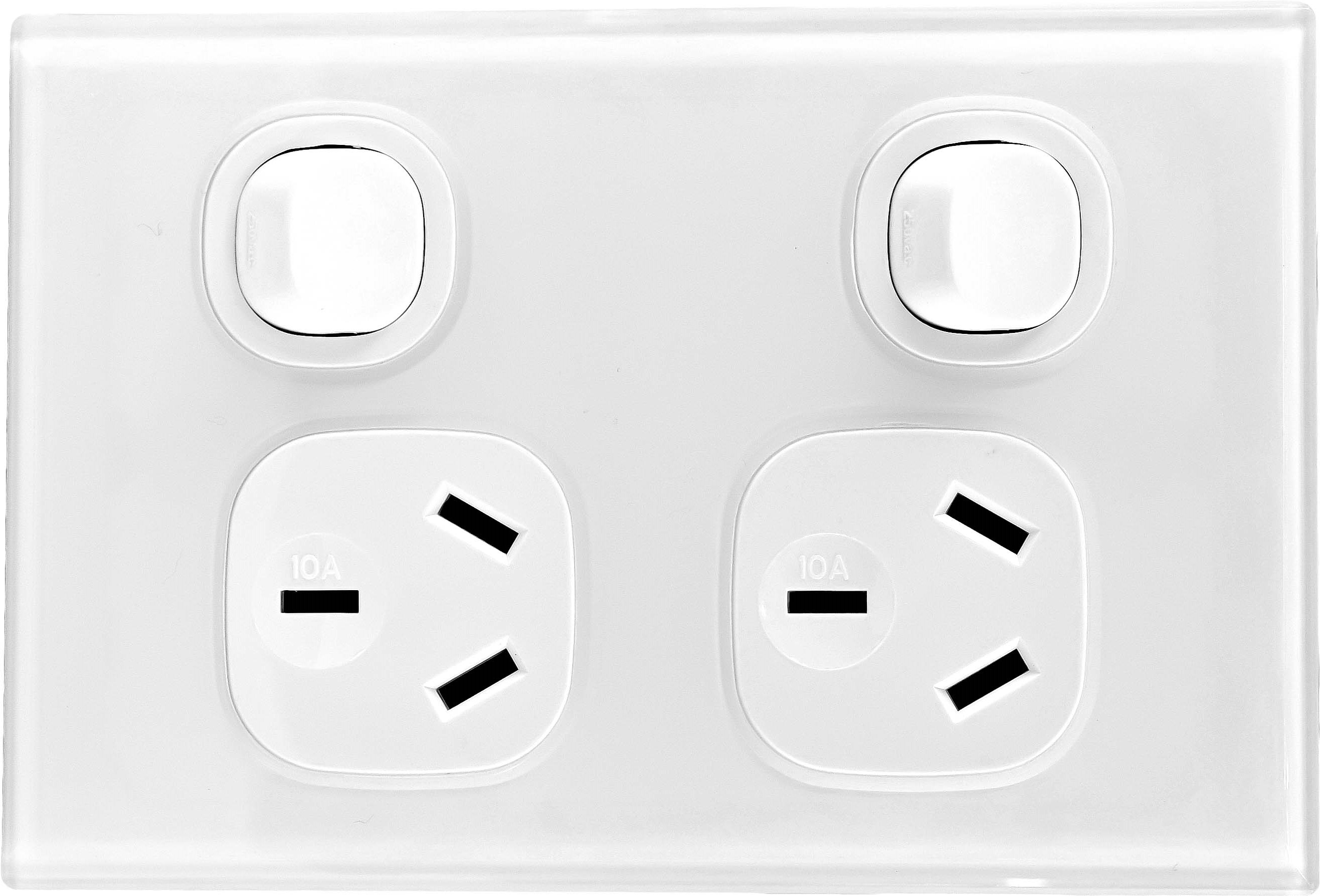10A Double Switched, Vertical Power Point, White, Fusion