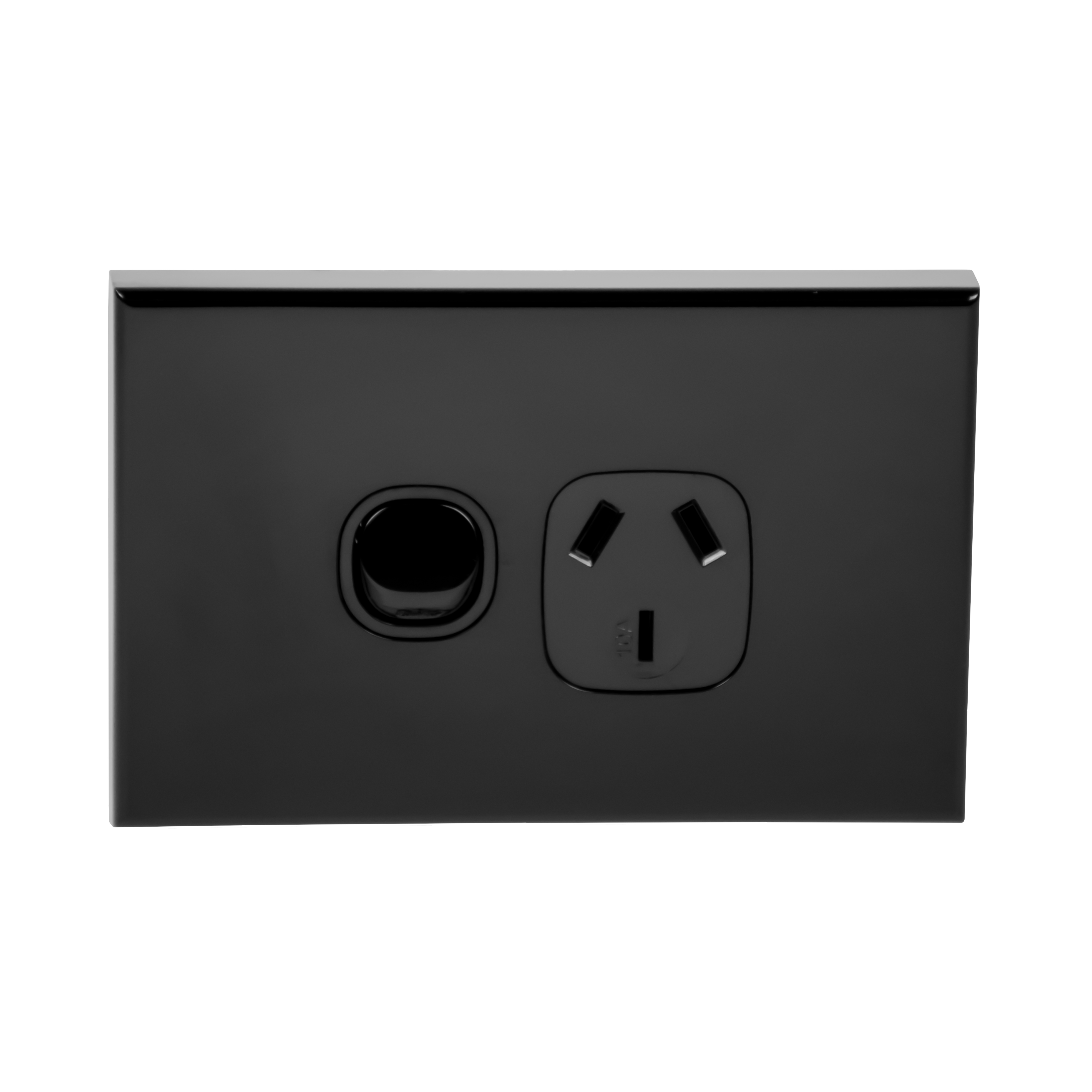 10A Single Switched, Horizontal Power Point, Black, Home
