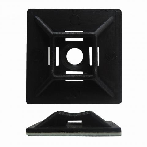 CABLE TIE MOUNT 19mm SQ ADH 100PK BLACK