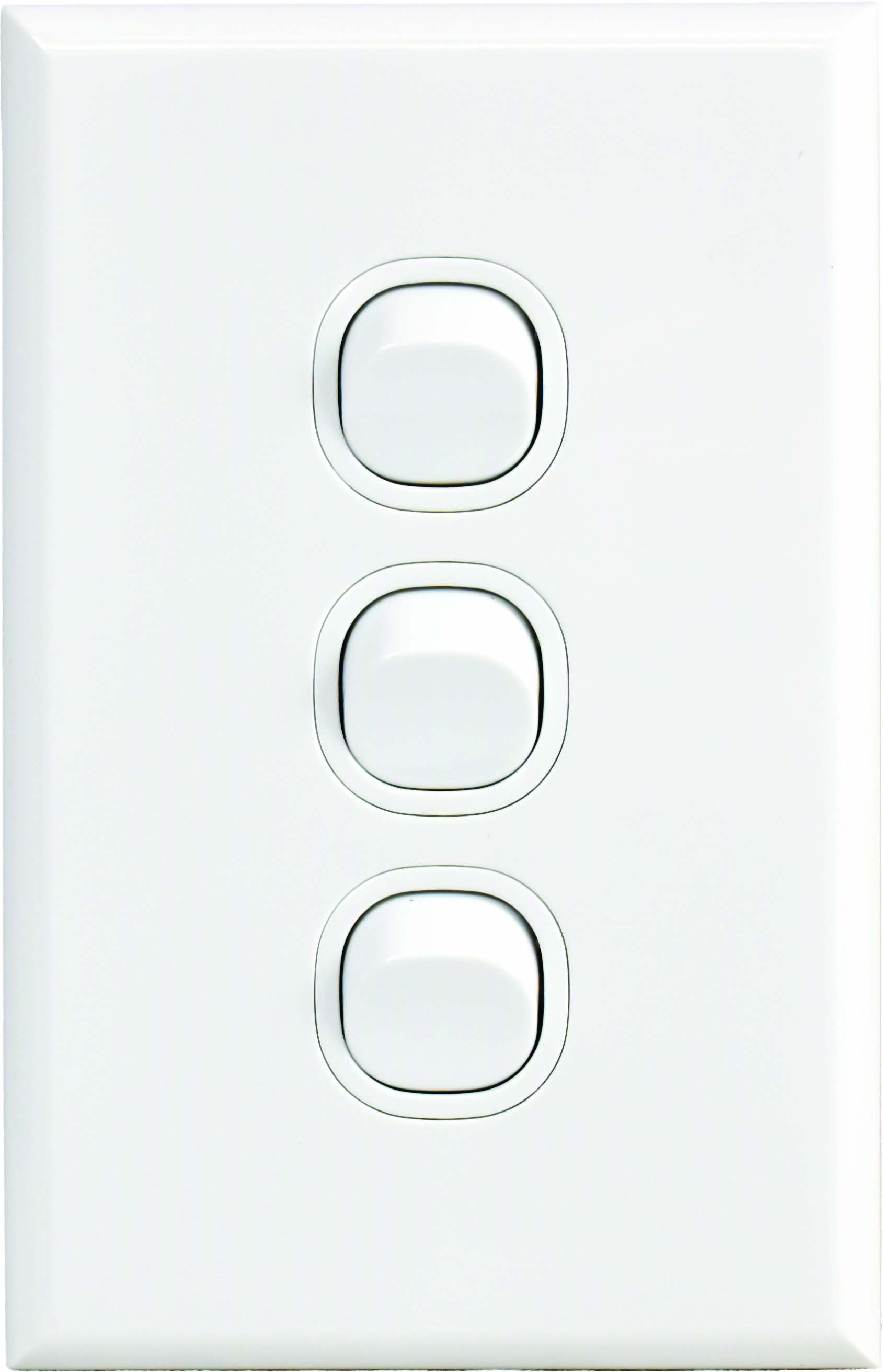 16A, 3 Gang Switch, White, Home