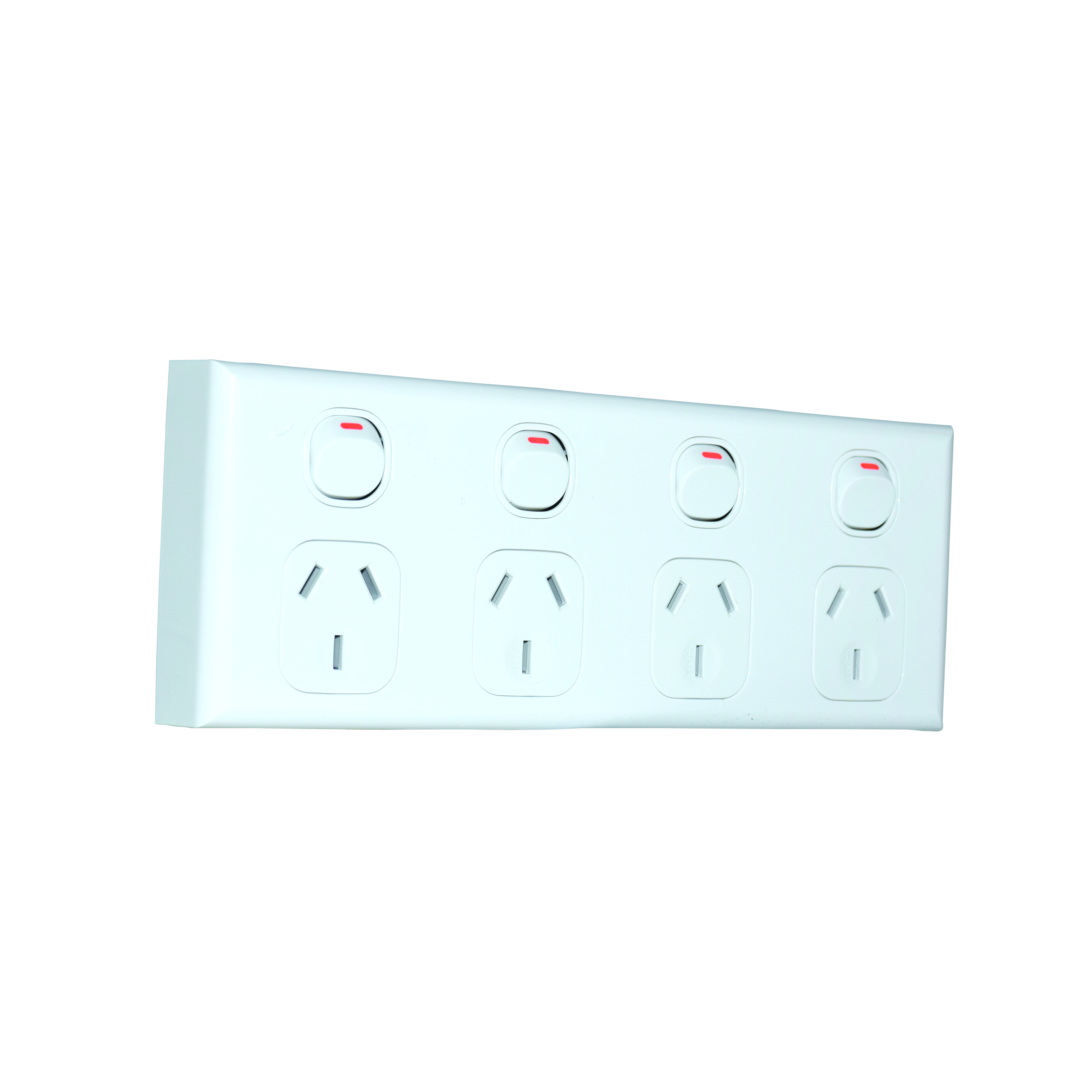 10A Quad Switched, Horizontal Power Point, White, Home
