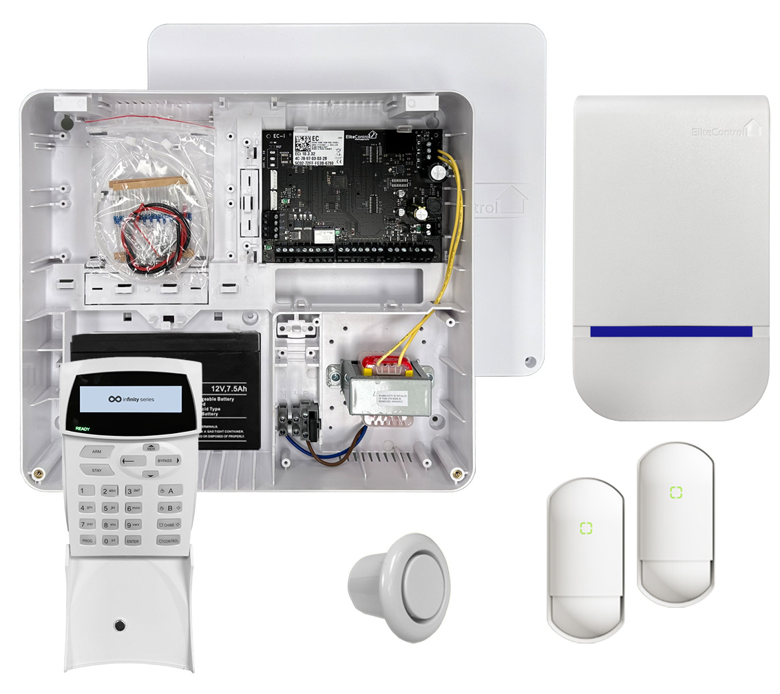 Infinity Series EliteControl alarm kit includes: EC-BASE KIT & EC-LCD keypad