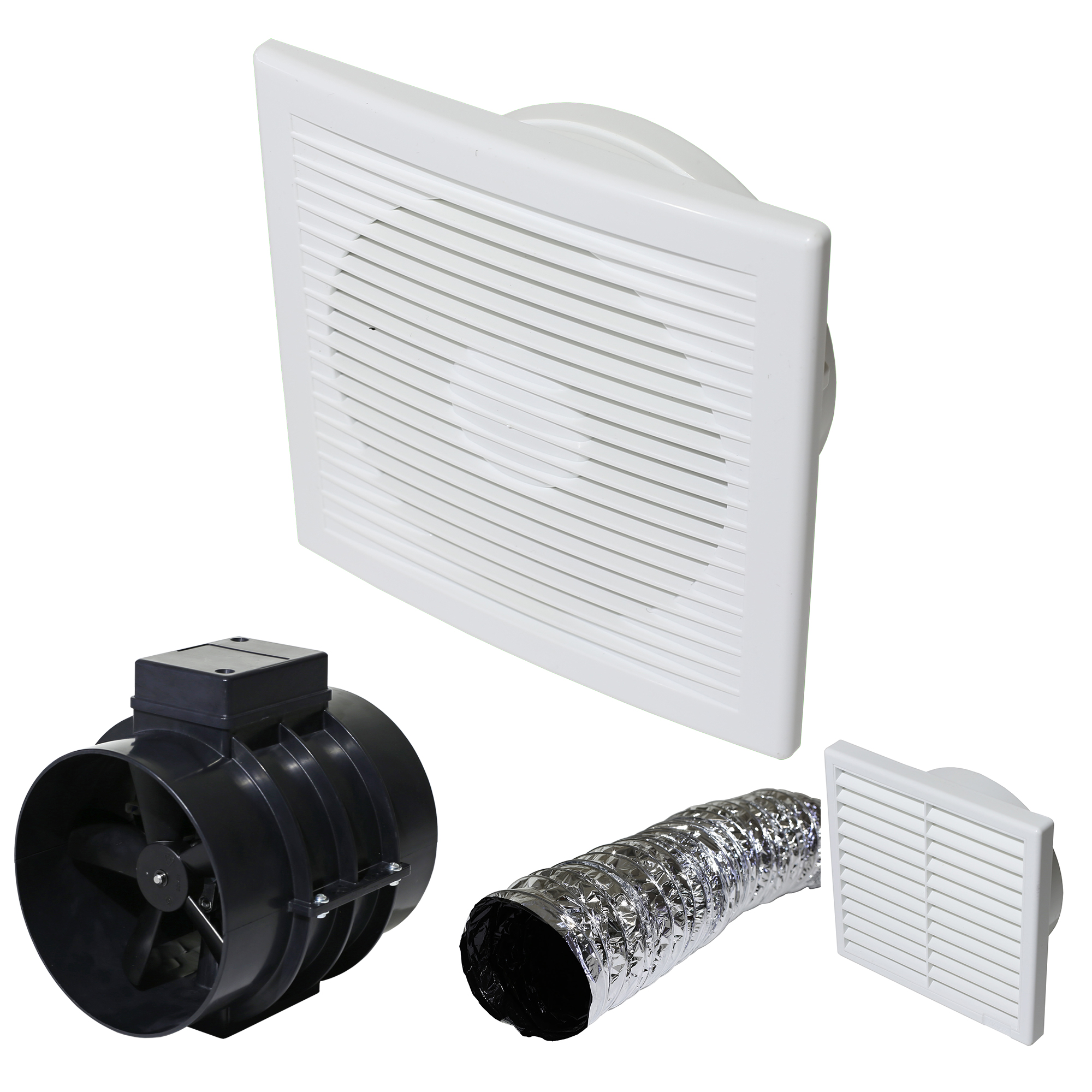 150mm Inline Extractor Fan (6m -2x3m Duct) square grill