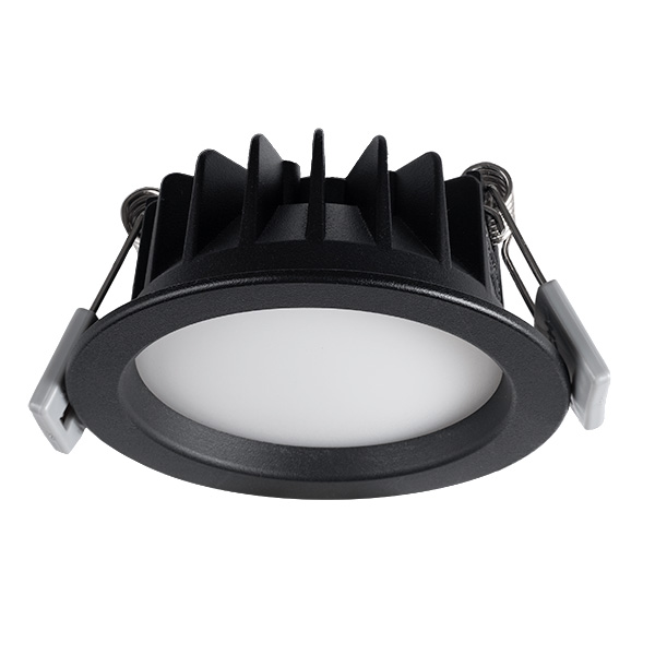 7W fixed DL, convex opaque, IC-F, 110deg, switchable CCT, 90CRI, 220mA dimming driver, textured Black