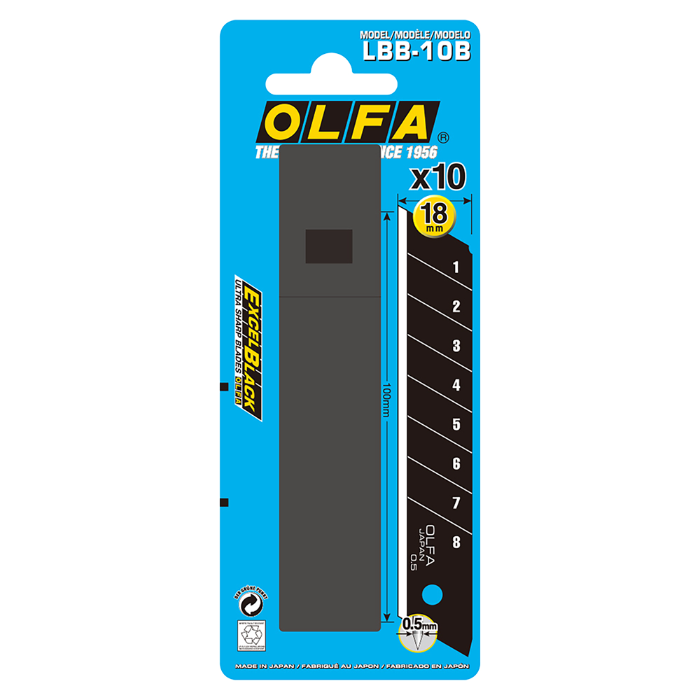 #LBB-10B EXCEL BLACK SNAP OFF BLADE - 18mm x 10pk