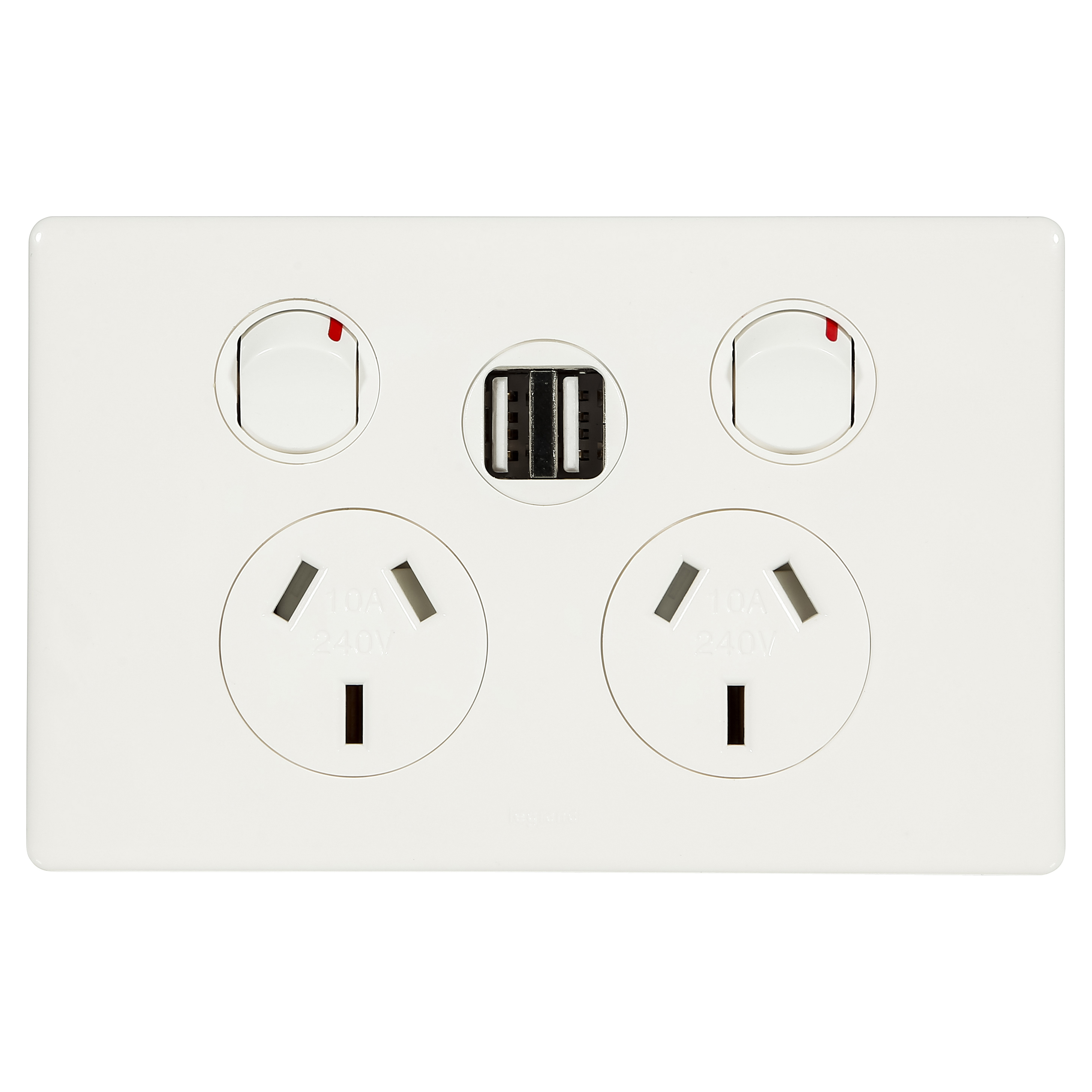 10A DOUBLE POWERPOINT WITH INTEGRATED DUAL USB CHARGER 2.4A WHITE, EXCEL LIFE