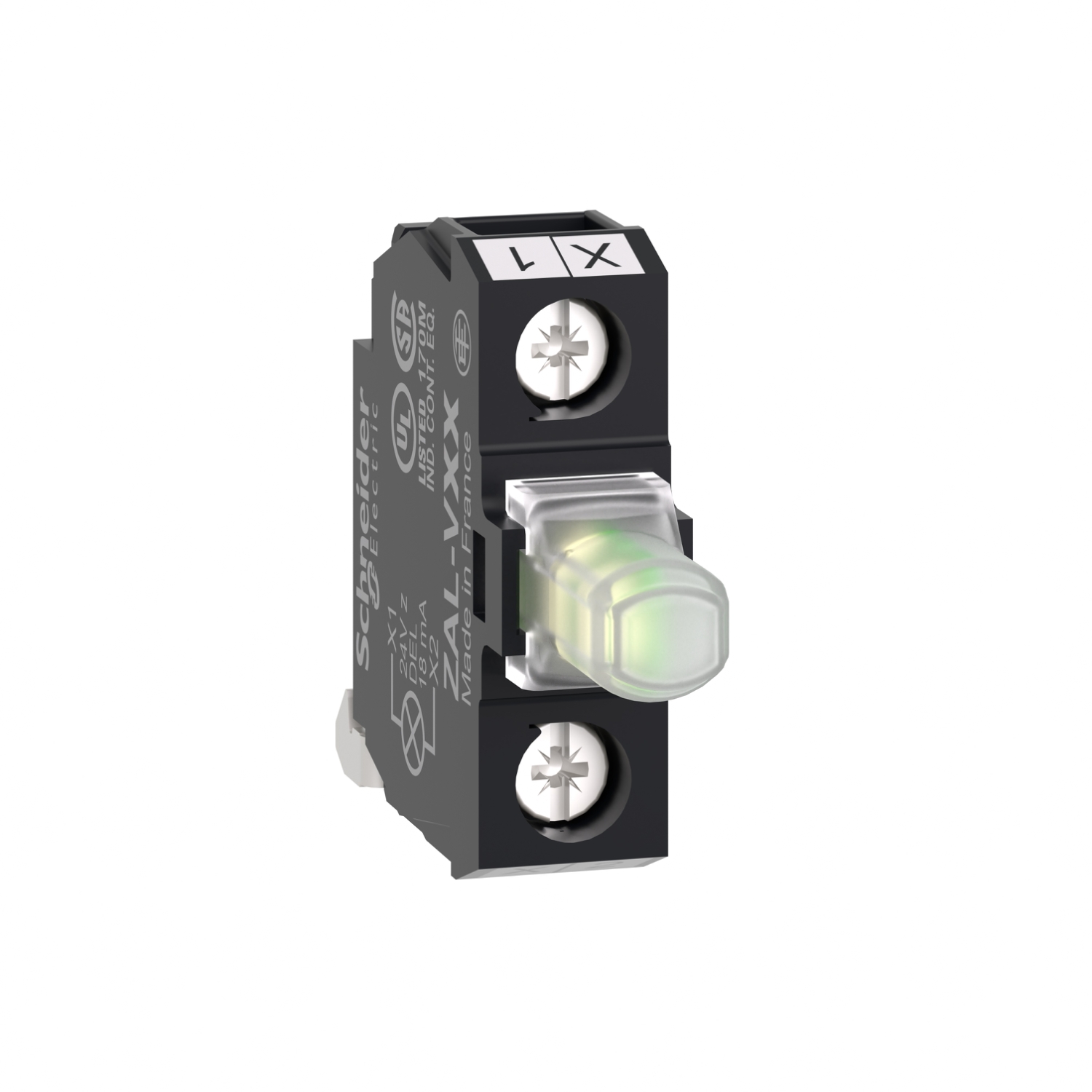 Light block, Harmony XALD, XALK, for head 22mm, universal LED, mounting in back of enclosure, 24V AC DC