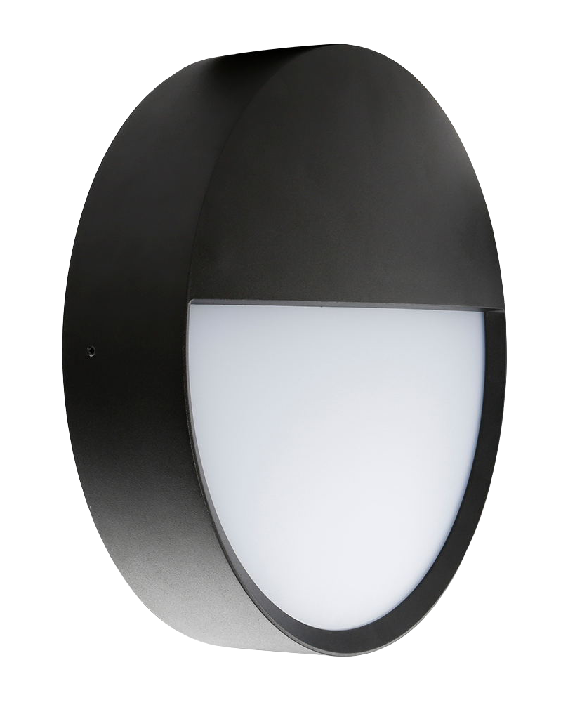 12W Eclipse LED 250mm Eyelid Bulkhead 800-1100lm IP65 TRI Colour (3000,4000,5700K) CRI>80 Finish: Black