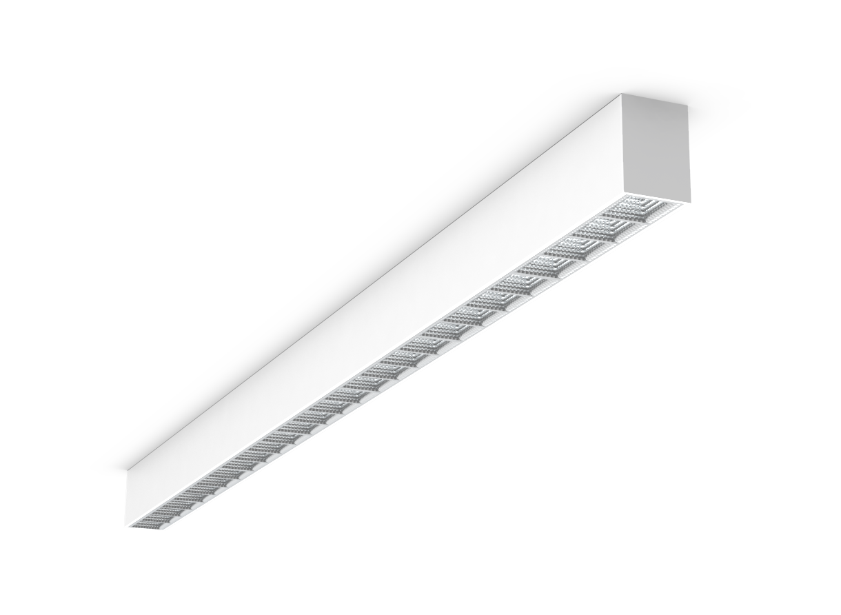 45W Valkyrie LED Linear Surface Mounted Luminaire with Micro Prismatic Diffuser 1167mm Direct 100% 4000K Finish: White with 2x Surface Mount Clips