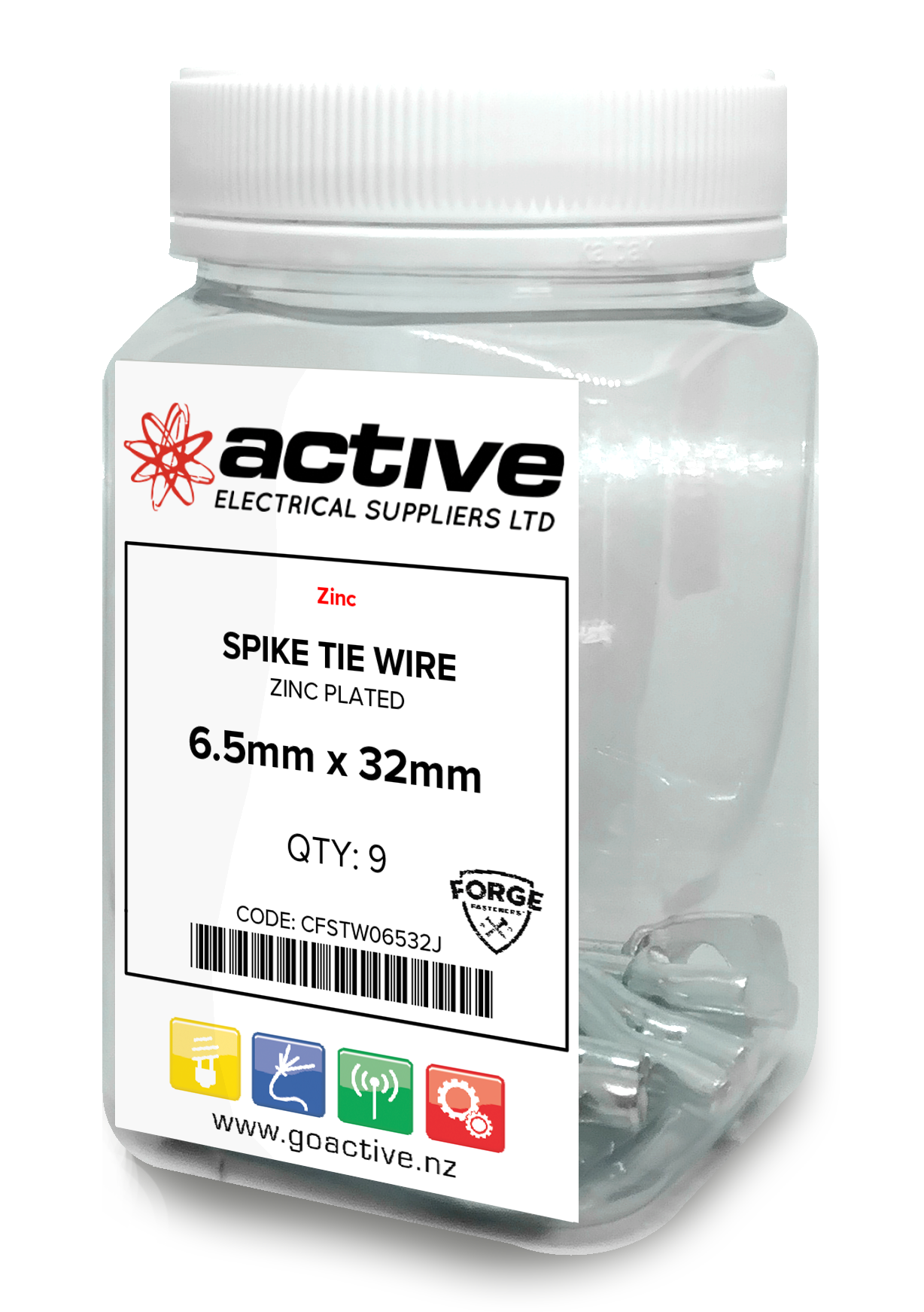 Spike Tie Wire Zinc 6.5mm x 32mm (9 Jar)
