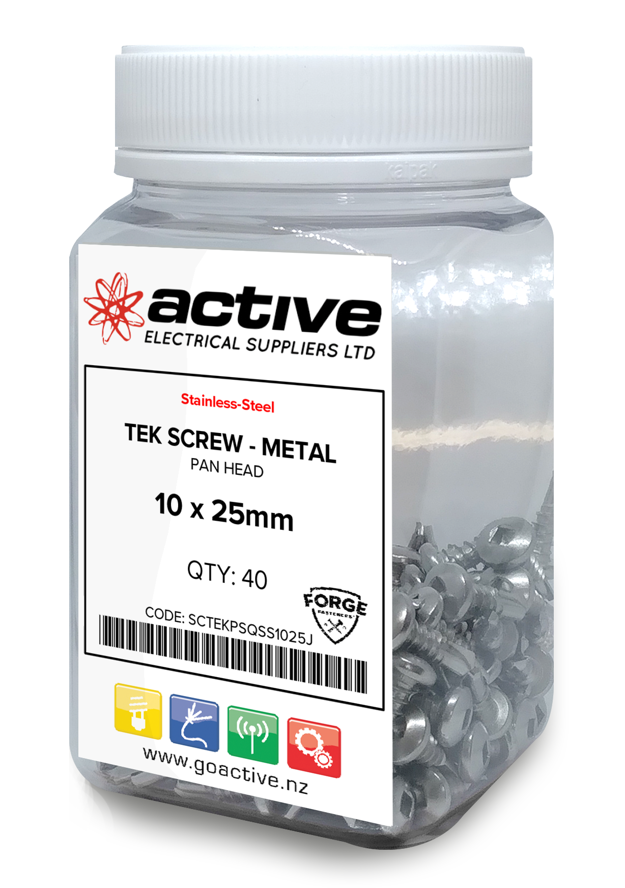 Tek Screw Pan Metal Stainless Square 10 x 25mm Metal Self Drilling (40 Pack)