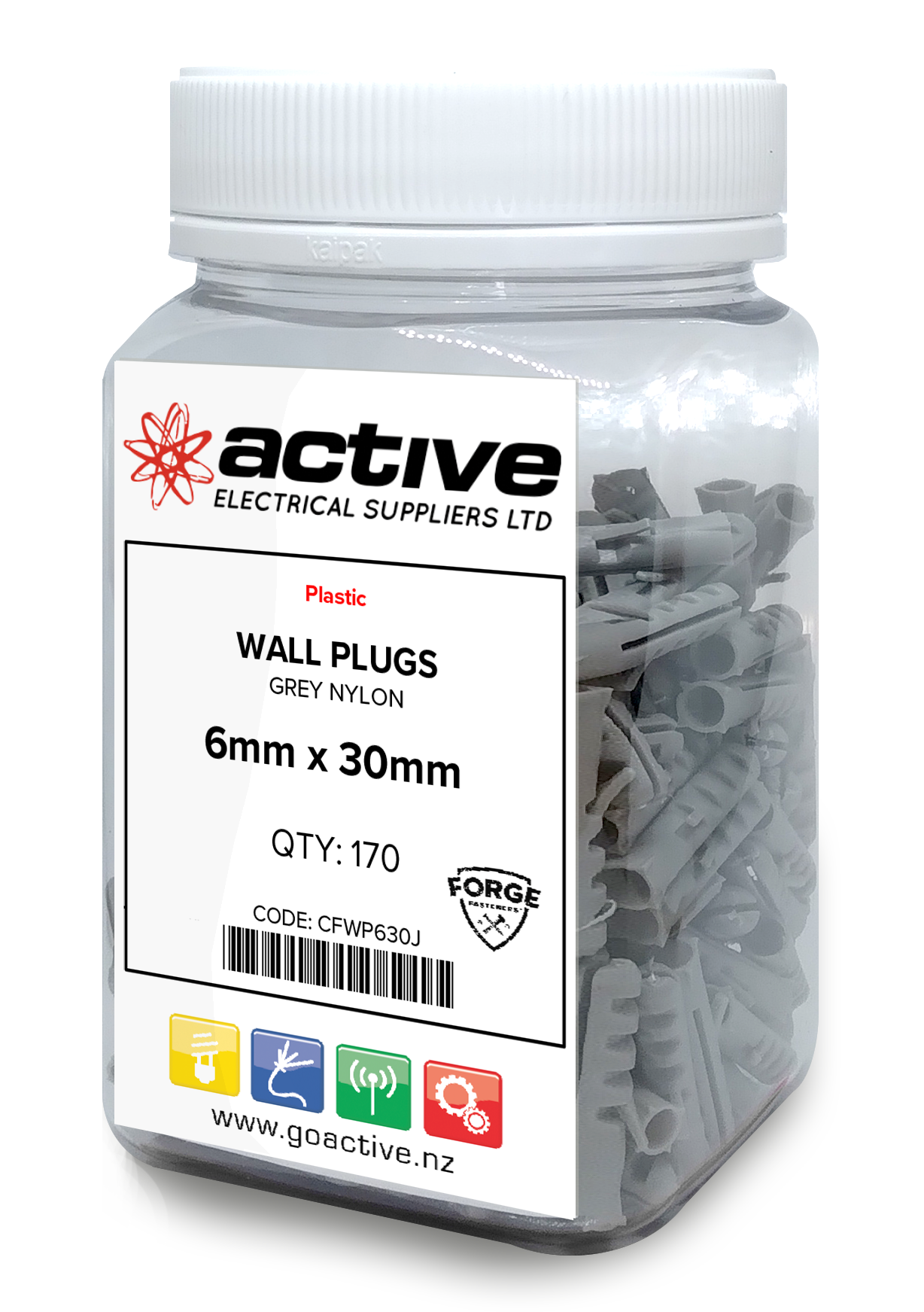 Wall Plugs Nylon 6mm x 30mm (200 Jar)