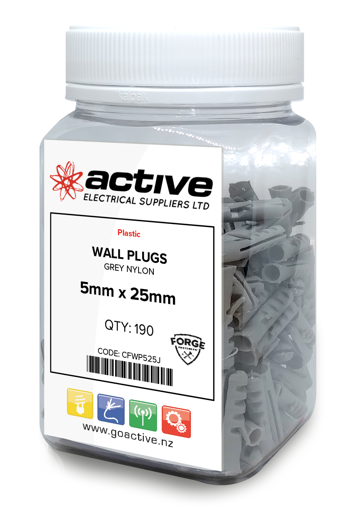Wall Plugs Nylon 5mm x 25mm (200 Jar)