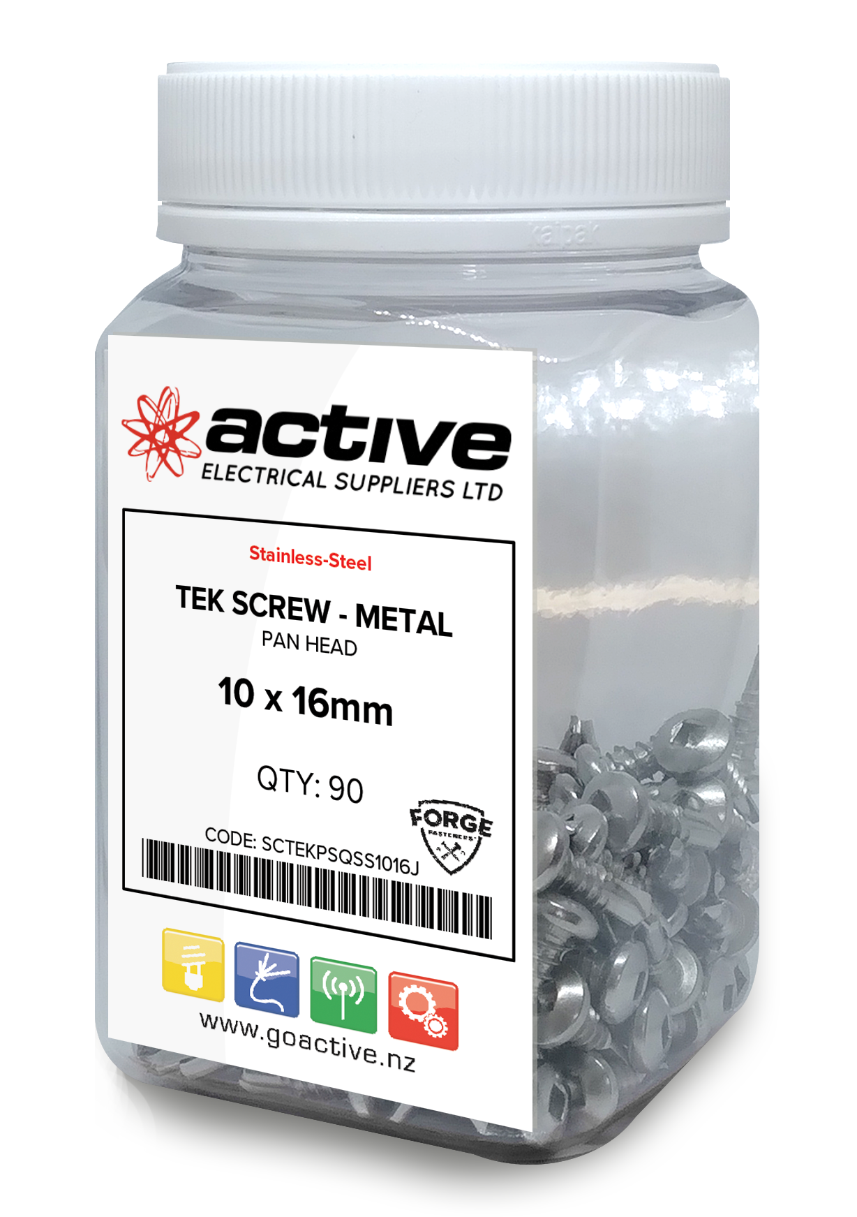 Tek Screw Pan Metal Stainless Square 10 x 16mm Metal Self Drilling (90 Pack)