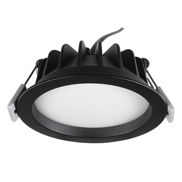 10W fixed DL, convex opaque, 100mm OD, IC-F, 110deg, switchable CCT, 90CRI, 300mA dimming driver, textured black